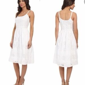 Adriana Papell white eyelet summer dress